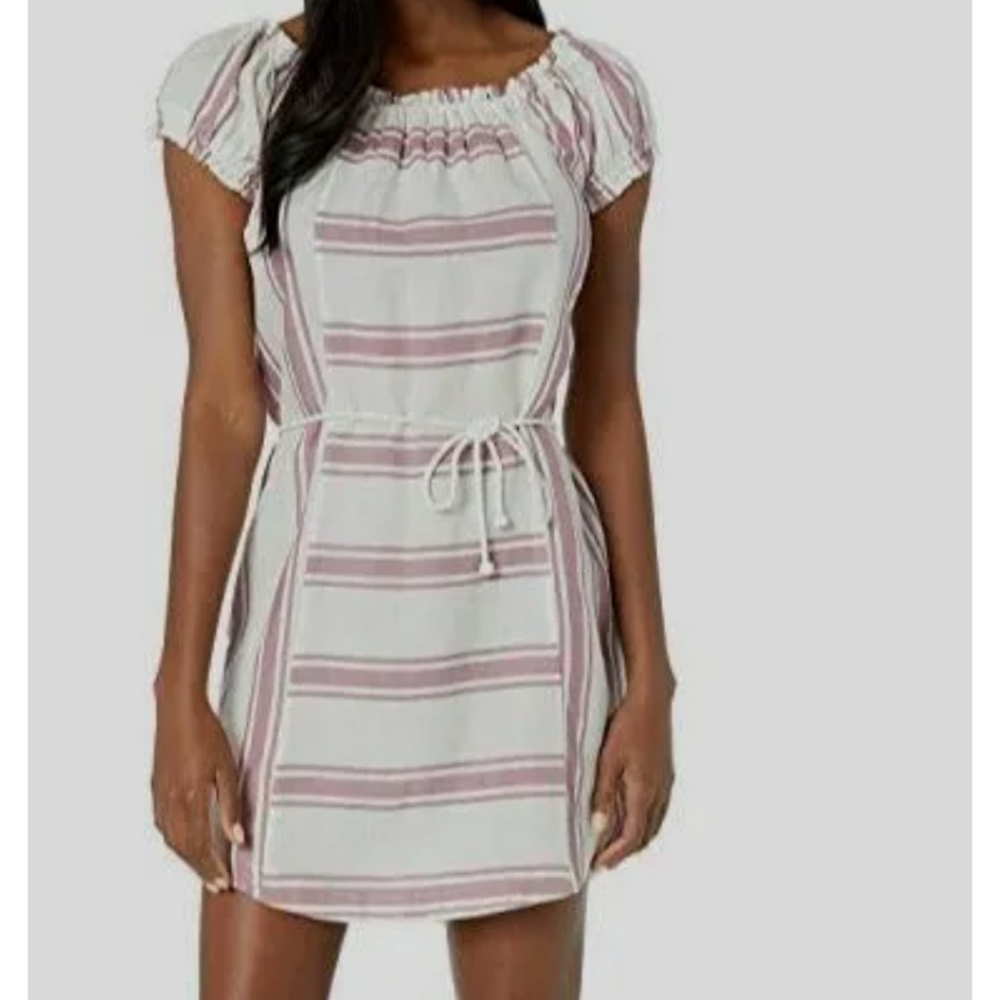 Fig Clothing Linen Blend Striped Sun Dress